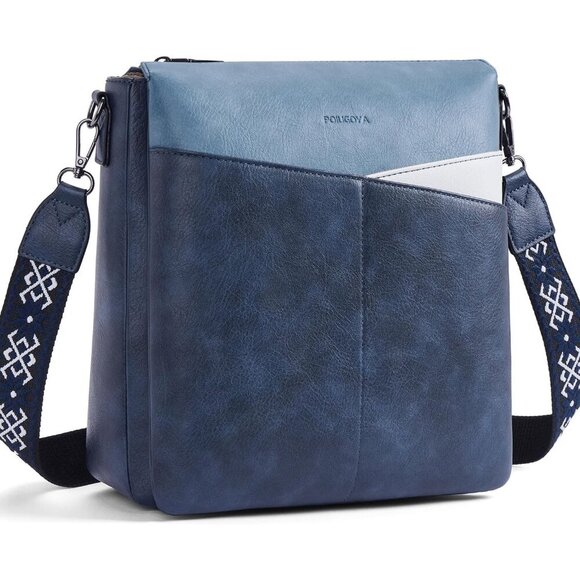 Handbags - Leather Crossbody Bag for Women Soft Vegan PU Multiple Pockets Lightweight